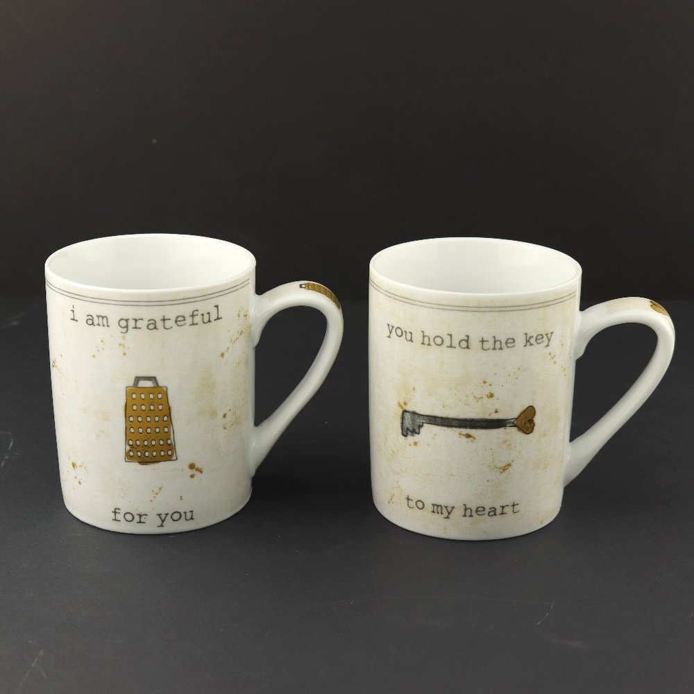 Lot of 2 Prima Design Heart Grateful Coffee Mugs